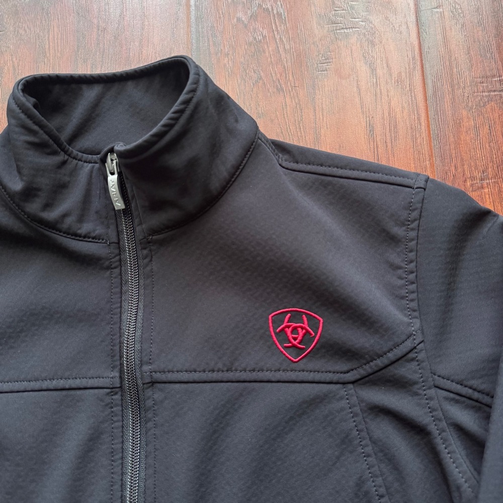Ariat Womens Team Mexico Softshell Jacket Black Tri-Color Logo Western Coat Sz S - Picture 4 of 16